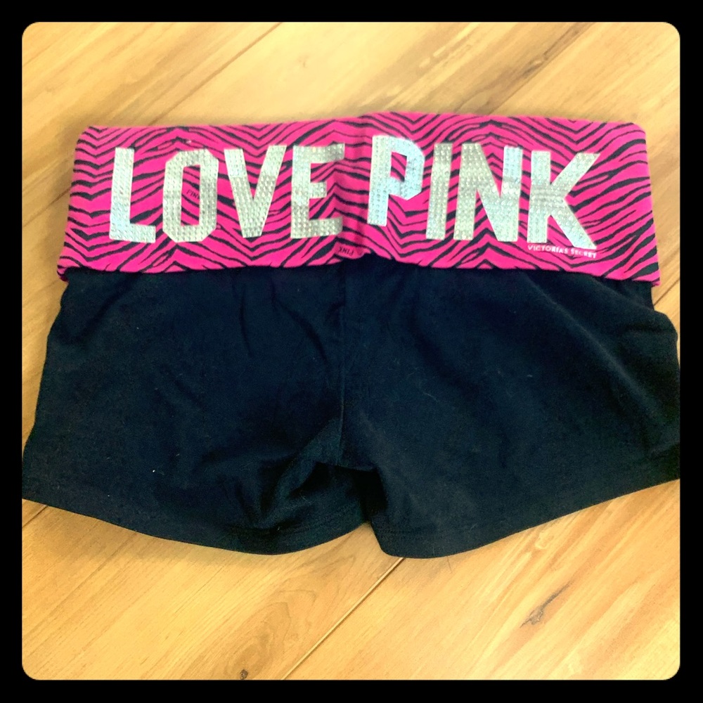 PINK folded over zebra shorts